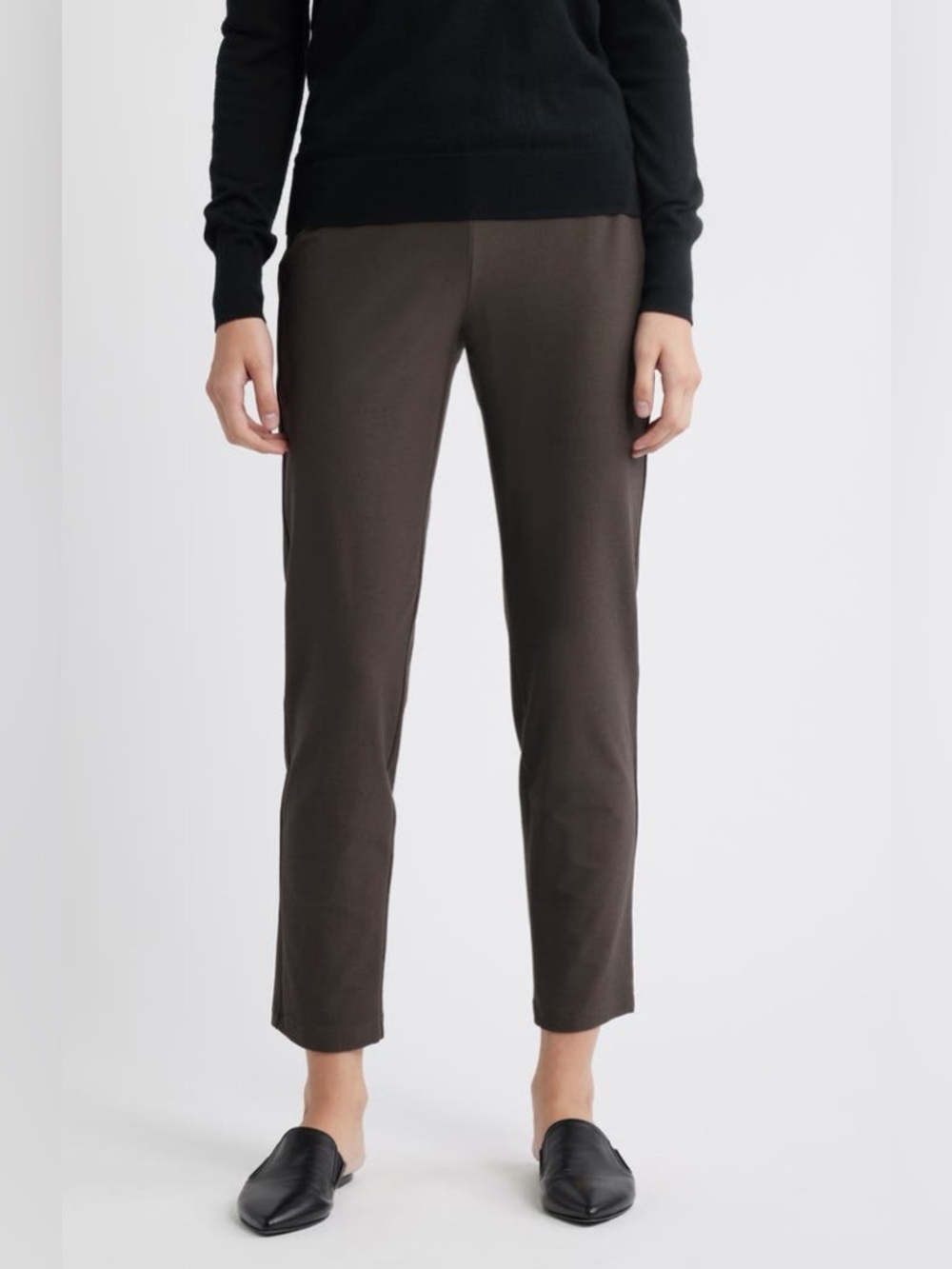 Eileen Fisher Crepe Slim Ankle Pant Stretch Pull On Dark Olive Green Women’s 1X